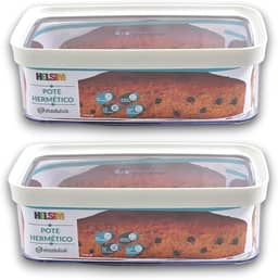 Kit 2 Potes Herméticos para Bolo de Forma (Preto) 1.5L Acrílico Transparente (Branco)