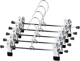 Kit 10 Cabides Presilha Metal Cromado Premium Saia Calça Bermuda Vestido Reforçado