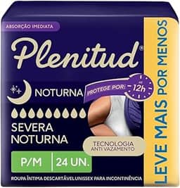 Plenitud Roupa Intima Noturna para incontinência urinaria P/M - 24 unidades