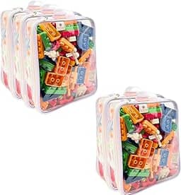 Kit 5 Organizador Brinquedos Zíper Empilhável Bloco Montar