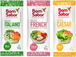 Combo Molhos Sachê Bom Sabor 10g Italian French Caesar 60 Unidades