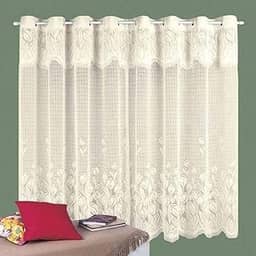 Cortina Renda Copa Cozinha Tulipinhas 2,00x 1,50m Cortilester U BEGE