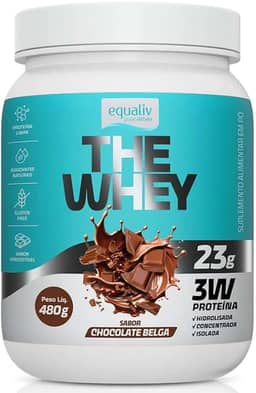 The Whey 3W, Proteína Hidrolisada, Isolada e Concentrada, Sabor Chocolate Belga, 480g -Equaliv