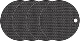 Descanso de panela quente de silicone protetor de mesa kit 4un (Preto)