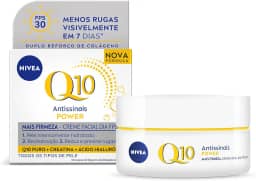 NIVEA Creme Facial Antissinais Q10 Power Dia FPS 30 50g - Reduz rugas e linhas de expressão, hidrata intensamente e é adequado para peles sensíveis, uso diurno