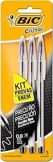 BIC, Kit Enem, Caneta Esferográfica Escrita Fina, Cristal Fina, Preta, 3 Unidades