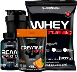 Combo Whey Protein Turbo + Bcaa + Creatina- Black Skull (Baunilha)