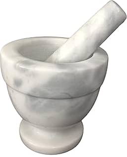 Pilao com socador em marmore D10,5xA12,5cm-Branco - Dynasty- Full Fit