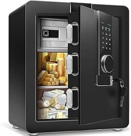 Huralay Cofre Eletrônico Digital Preto Aço 45x38x32cm Senha Ou Chave, Caixa Forte