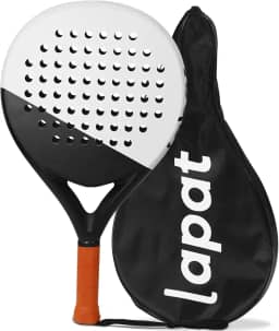 Raquete de Padel LAPAT com Bolsa de Cobertura - Superfície de Carbono com Espuma de Memória EVA - Raquetes de Paddle Leves (Branca)