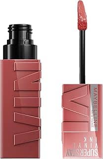 Maybelline NY Batom Líquido Longa Duração, Acabamento Espelhado e Brilho Instantâneo Super Stay Vinyl Ink Peppy, 4.2ml