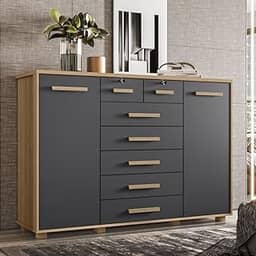 Cômoda 2 Portas 7 Gavetas Fontana Albatroz Móveis Nature/titanium