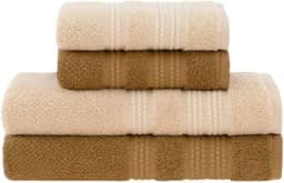 Jogo de Toalhas Buddemeyer Frape Dots Banho Bege/Caramelo 4 peças