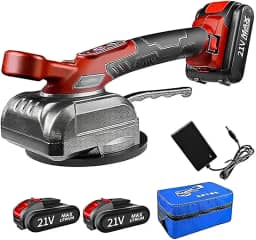 Máquina de Assentamento de Ladrilhos com Ventosa Elétrica 21V - 2 Baterias de 2000 mAh, 5 níveis de frequência ajustável (13500r/min), Azulejos de 0,3 m a 1,2 m - Ideal para Pisos e Parede