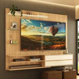 Painel para Tv até 65 Polegadas 1 Porta e Prateleiras Multimóveis Mp1064 Rustic/branco