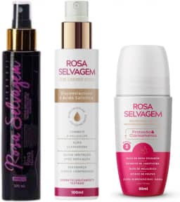 Kit 3 Rosa Selvagem: Óleo, Ácido Ativado e Desodorante Antitranspirante Rollon Clareador Mancha Escura Axila Virilha Foliculite