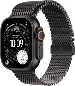 Apple Watch Ultra 3 GPS + Cellular, Caixa em titânio preto de 49 mm com Loop milanesa em titânio preto ‑ M