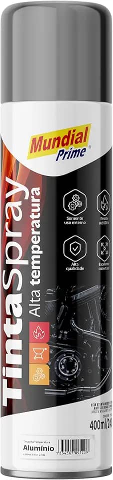 Tinta Spray Alta Temperatura 400ml, MUNDIAL PRIME, Aluminio, AE01000098