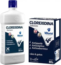 Clorexidina Shampoo e Sabonete Antisséptico para Cães e Gatos, Antiqueda, Antisseborreico