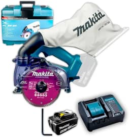Serra Mármore Makita DCC500ZKX1 À Bateria C/Maleta E Carregador Bivolt Portátil 18V BL1850B Corte Reto Chanfrado em Pedra Porcelanato Concreto Profissional