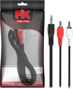 Cabo P2+Rca Niquel - P2 Estereo + 2 Rca Macho - 1.80M