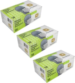 Kit Com 3 Caixa De Máscara Descarpack Tripla Descartável Com Elástico Branca 150 Unidades