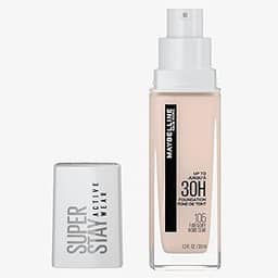 Maybelline NY Base Alta Cobertura Super Stay Active Wear Resistente ao Suor Alta Duração até 30h na Pele, Cor 105 Fair Ivory, 30ml