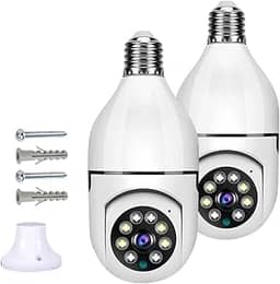 Kit com 2 Câmeras de Segurança IP Lâmpada WiFi Full HD 1080p, Prova D'água, Giratória e com Visão Noturna Infravermelha 1080p, Bivolt, Detecção de Movimento, Áudio Bidirecional - Premium