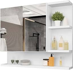 Armario Espelheira Para Banheiro 1 Porta Cleópatra (Branco/Flexcollor)