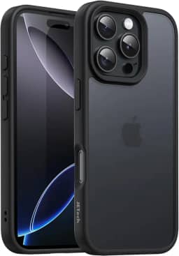 JETech Capa Matte para iPhone 16 Pro Max 6,9 Polegadas, Case Proteção Contra Quedas de Nível Militar à Prova de Choque, Capinha Traseira Translúcida Fosca, Anti-Impressão Digital (Preto)