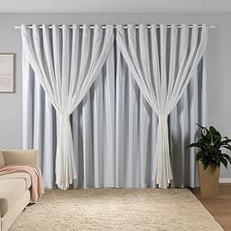 Cortina Sala Quarto Blecaute 2,80m Larg. x 2,50m Alt. Linho Trabalhado, Forro em PVC Blackout 100%, c/Abraçadeiras - Inovi - Branco Flame