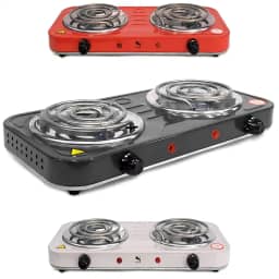 Fogão Elétrico Fogareiro Portátil Cooktop 2 Bocas 2000w 220V (VERMELHO)