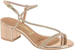 Sandália Feminina Vizzano Salto Bloco Baixo 5cm Strass 62911175