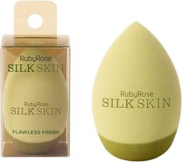 Esponja Maquiagem Ruby Rose Silk Skin Cobertura Impecável, Textura Macia Ideal para Base e Corretivo