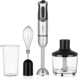 Mixer de Mão 3 em 1 Portátil KOOKIN 800W inox com 8 Velocidades Ajustáveis, Função Turbo e Lâminas 2 Afiadas + 2 Reforçadas em Aço Inox 304, Corpo em Inox e Fácil de Limpar(220V)