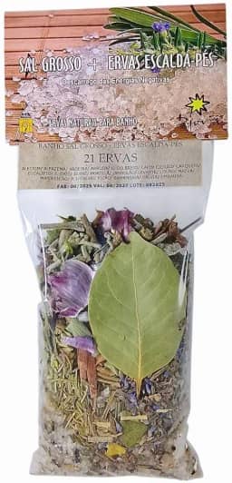 Banho Sal Grosso + Ervas Escalda Pés 21 Vinte E Uma Ervas Emb.180g