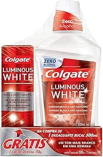 Enxaguante Bucal para Clareamento Colgate Luminous White 500ml Promo Grátis 1 Creme Dental