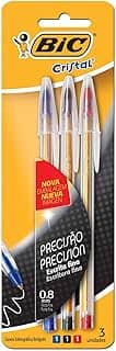 BIC Cristal Precisão -Caneta Esferográfica, Ponta Fina de 0.8mm, Pacote com 3 unidades