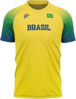 OverFame Camiseta Filtro UV Brasil - Masculina, Manga Longa, Amarela, PP a G2