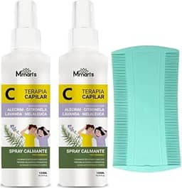 Kit Pente Fino E 2 Spray Capilar Combate Piolhos E Lêndeas Creme De Pentear Sem Enxague Condicionador 120ml