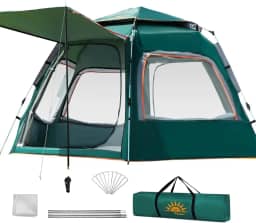 Barraca De Camping Automática Rápida Acomoda 6-8 Pessoas Com Varanda, 280x280x160cm