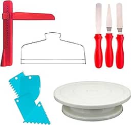 Kit Completo Bailarina Girátoria + Nivelador + 3 Raspadores + 3 Espátulas + Nivelador Ajustável Decorar Confeitaria Prato Bolo Profissional
