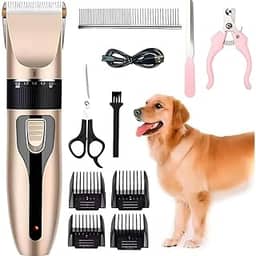 Máquina de Tosar Pet Profissional Kit Maquininha de Tosa Silenciosa Recarregável Para Cães Gatos com Acessórios
