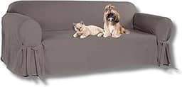 Capa para Sofá de 3 lugares até 2,10m em Gorgurão Sala Lisa Confortável Resistente Pets Cachorro Gato Lar Cor:Cinza Graf