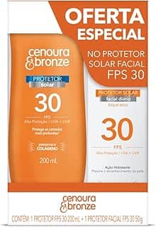 Cenoura e Bronze Kit Protetor Solar Corpo FPS 30 200ml + Facial FPS 30 50g, Cor: Branco