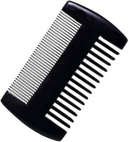 Pente de madeira para barba antiestática bigode pente de bolso madeira mogno capa de couro sintético moderno para homens (preto)