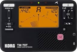 Korg Sintonizador e metrônomo TM-70T com modo de saída de som, modo transposição e modo cromático - preto