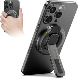 Tobeape Suporte MagSafe 3 em 1 para Celular – Anel Magnético Ajustável com Ímã Dupla Face e Design Anti-Estresse, Compatível com iPhone 12/13/14/15/16 e Outros Smartphones (Preto)
