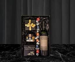 Cesta de Presente Com Vinho Black Gift Presente Aniversário Comemoração Homem Chefe Namorado Pai Corporativo