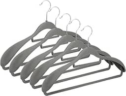 Kit 5 Cabide de Veludo Adulto com Ombreira Fixa – Ideal para Camisa, Terno, Blazer, Vestido, Saia | Reforçado, Antiaderente e Elegante